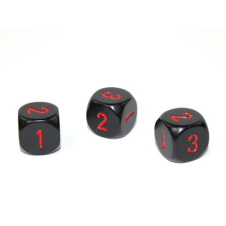 Opaque 16mm d3 (d6 w/ 1-2-3 twice) Black/red