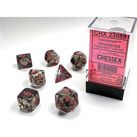Translucent Smoke/red 7-Dice Set