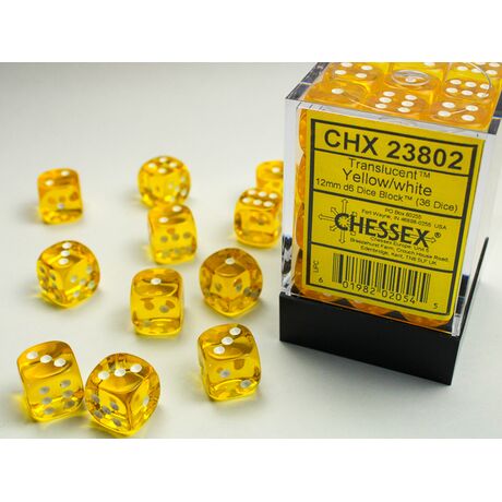 Translucent Dice Block™ 12mm d6 Yellow/white (36)