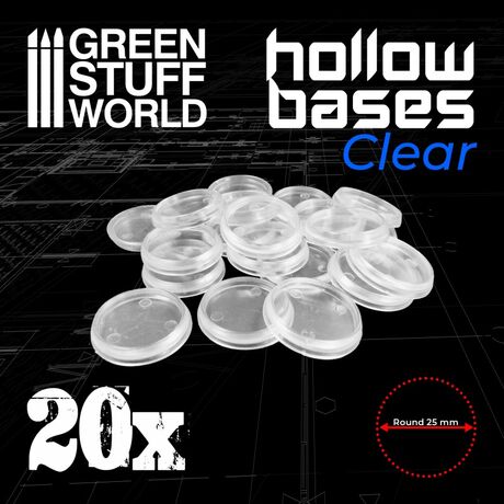 Hollow Plastic Round Bases 25mm (20)