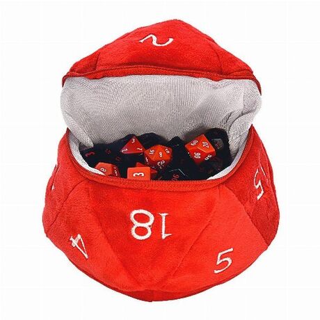 D20 Plush Dice Bag - Red/white D&D