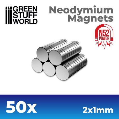 Neodymium Magnets N52 2x1mm (50)