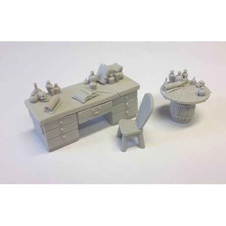 STUDY: DESK, CHAIR & SORCERER TABLE