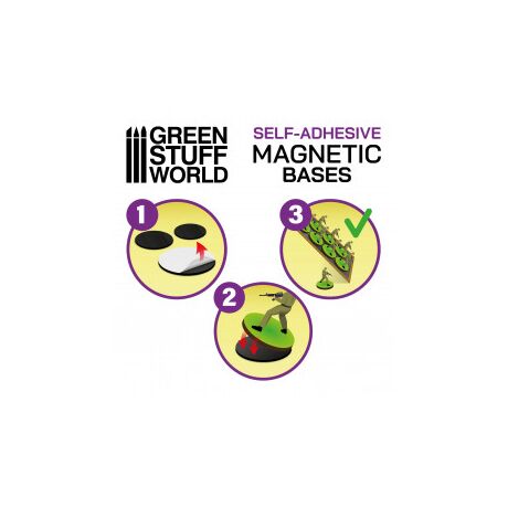 Round Magnetic Bases SELF-ADHESIVE - 32mm (36)