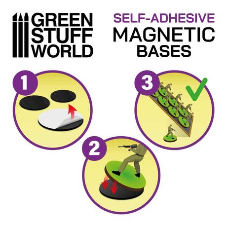 Round Magnetic Bases SELF-ADHESIVE - 40mm (25)