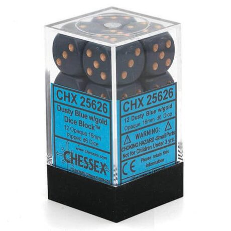 Opaque Dusty Blue/Copper 16mm Dice (12)