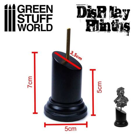 Tapered Black Round Bust Plinth 3.5x3.5cm