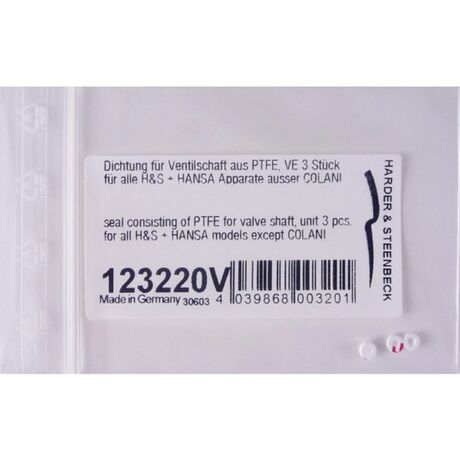 Seal Consisting of PTFE for Valve Shaft, Unit 3 pcs. [123220V]