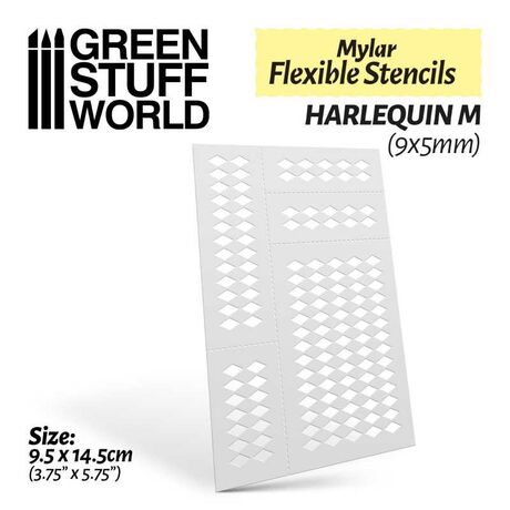 Mylar Flexible Stencils - Harlequin M (9x5mm)
