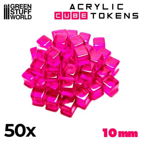 Cube Tokens 10mm pink (x50)