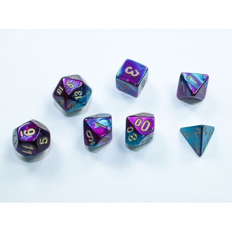Gemini Purple-Teal/Gold Mini 7-Die Set