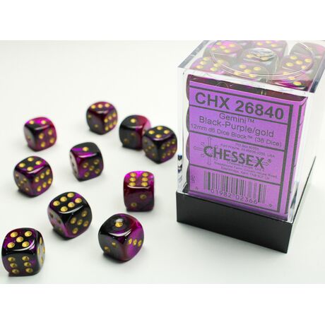 Gemini 12 mm D6 Black-Purple/Gold Dice Block