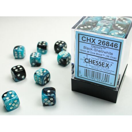 Gemini 12mm D6 Black-Shell/White Dice Block