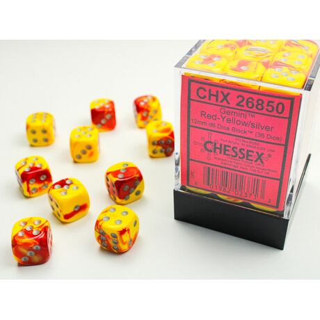 Gemini 12mm D6 Red-Yellow/Silver Dice Block