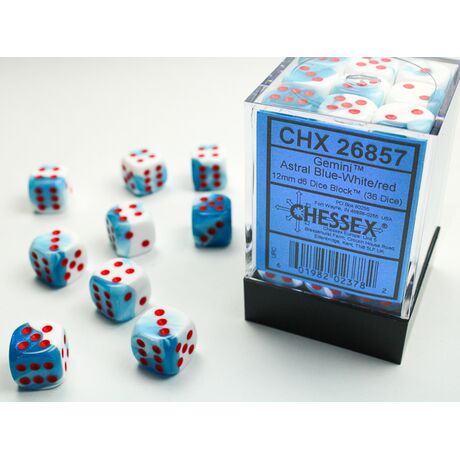 Gemini 12mm D6 Astral Blue/White Dice Block