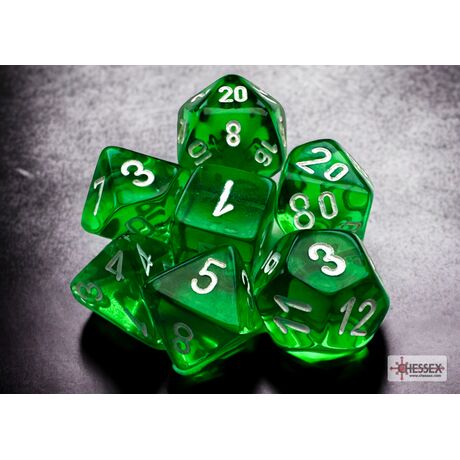 Translucent Mini-hedral™ Green/white 7-Die Set