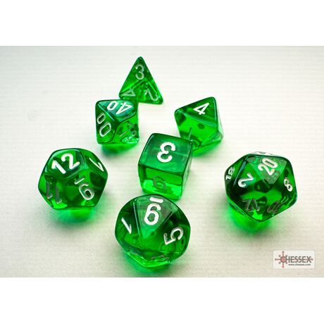 Translucent Mini-hedral™ Green/white 7-Die Set