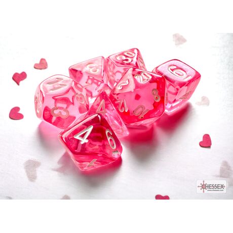 Translucent Mini-hedral™ Pink/white 7-Die Set