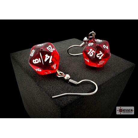 Hoor Earrings Translucent Red Mini-Poly D20