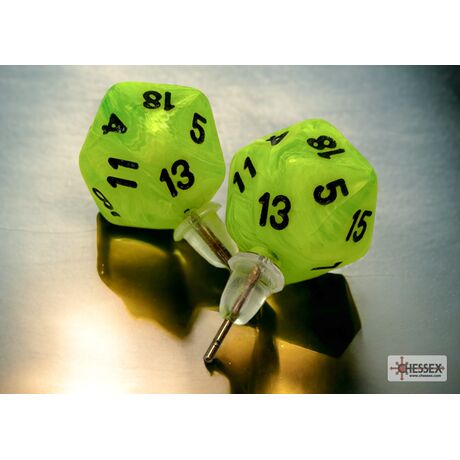 Stud Earrings Vortex® Bright Green Mini-Poly d20 Pair