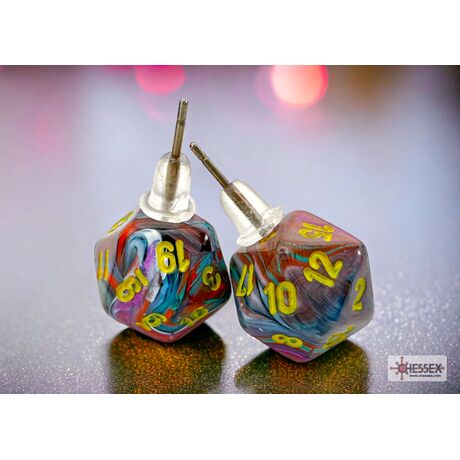 Stud Earrings Festive® Mosaic Mini-Poly d20 Pair