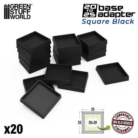 Hollow Black Plastic Bases - Square 25 mm