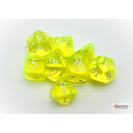 Translucent Neon Yellow/White 7-Dice Set