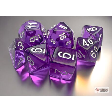 Translucent Purple/White Mini 7-Die Set