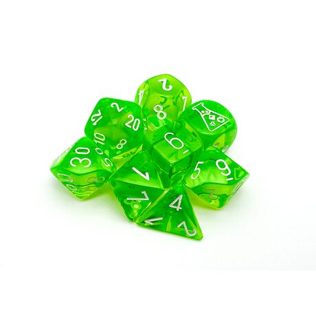 Translucent Rad Green/White t-Dice Set + Lab6