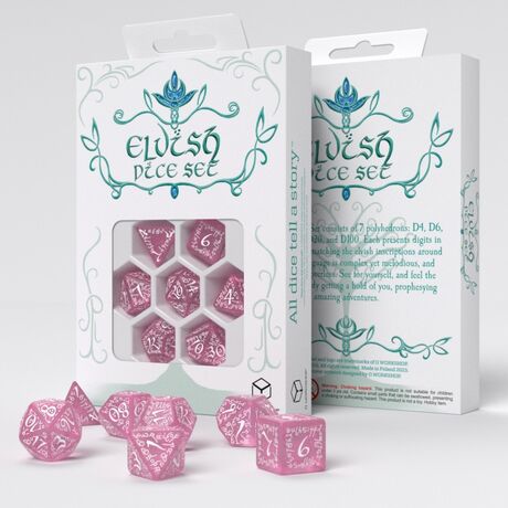 Elvish Shimmering Pink & White Dice Set