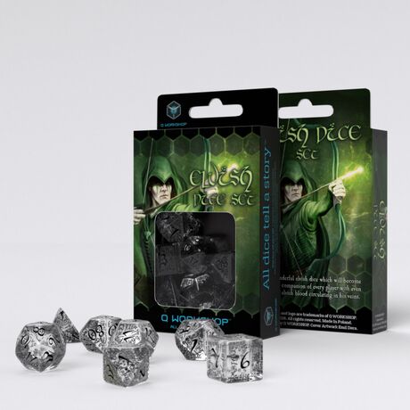 Elven Dice Set Transp.& Black