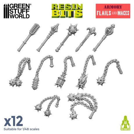 3D Printed Set - Flail Weapons (12)
