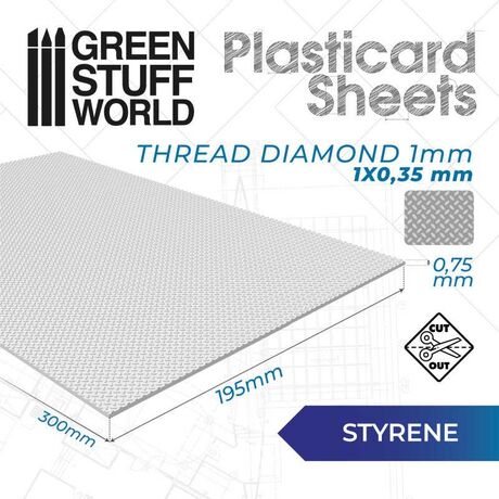 Plasticard Styrene Diamond Sheet 1mm