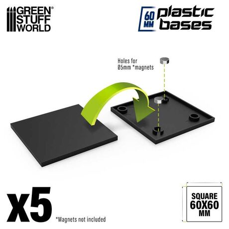 Plastic Square Bases 60mm (5)