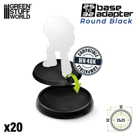 Hollow Plastic Bases - Black 32mm
