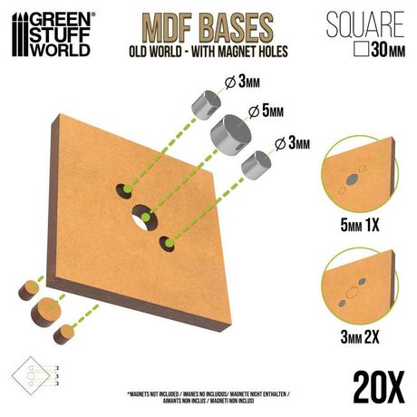 MDF Old World Bases - Square 30 mm