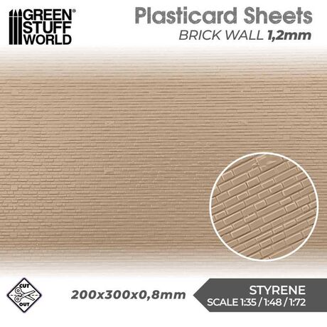 Plasticard Styrene Brick Wall 1.2mm