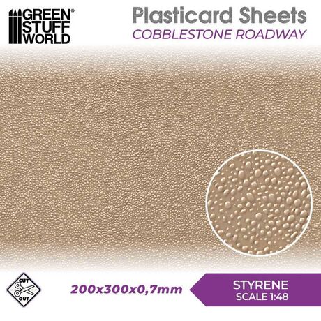Plasticard Styrene Cobblestone-Roadway