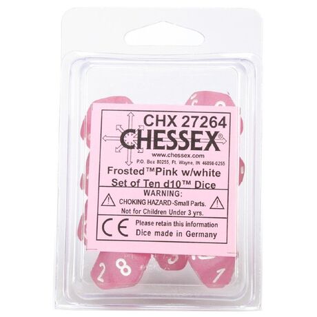 Frosted Pink/White Set of Ten D10s