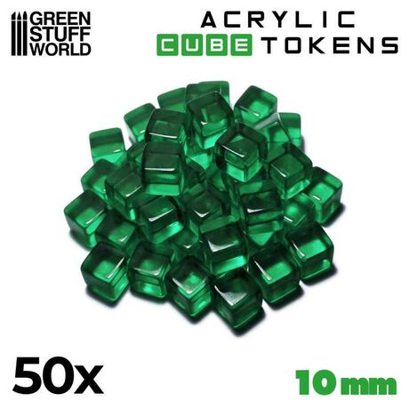 Cube tokens 10mm green (x50)