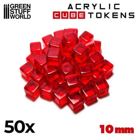 Cube tokens 10mm red (x50)
