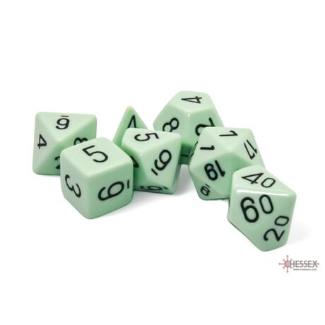 Opaque Pastel Green/Black 7-Dice Set