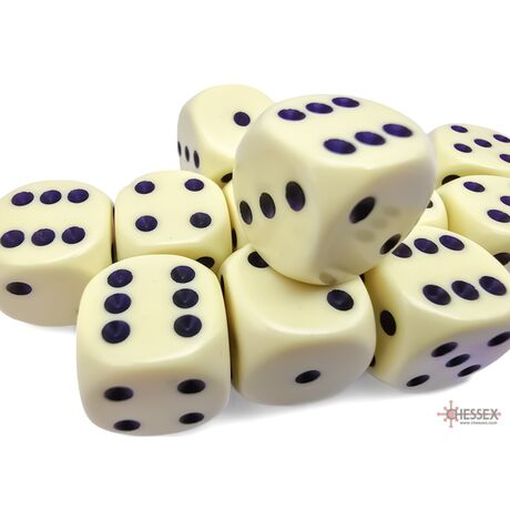 Opaque Pastel Yellow/Black 16mm Dice (12)