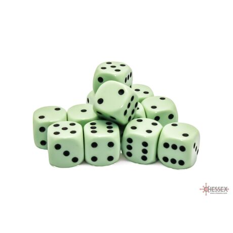 Opaque Pastel Green/Black 16mm Dice (12)