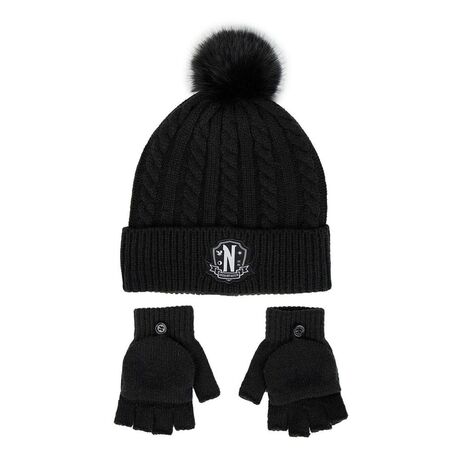 Wednesday Beanie & Gloves Set Nevermore