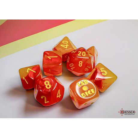 Gemini Gellow Red/Yellow Polyhedral Luminary - Lab Dice 8