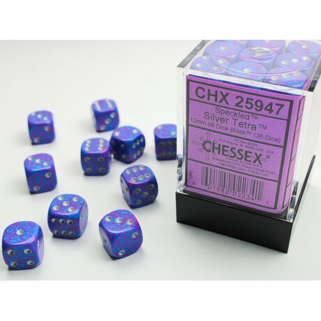 Speckled Dice Block 12mm D6 - Silver Terra (36 Dice)