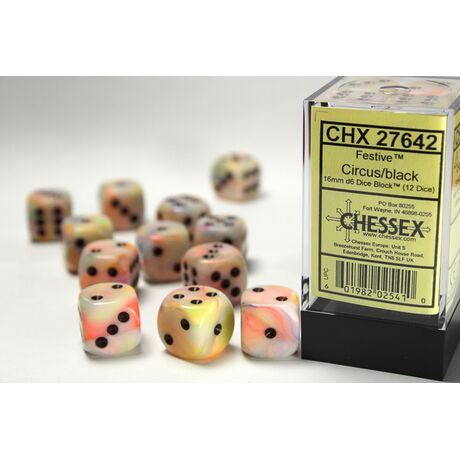 Festive Circus w/Black 12mm D6 (12)