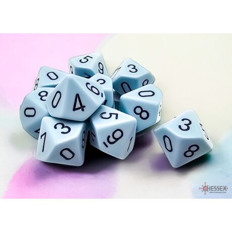 Pastel Blue/Black Opaque Set of Ten D10s