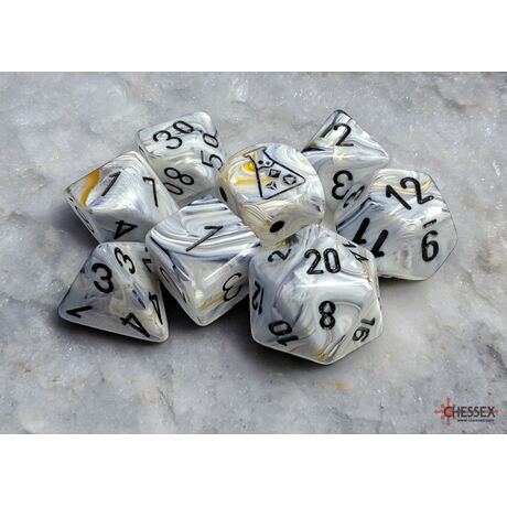 Marble Calcite/Blue Polyhedral - Lab Dice 8